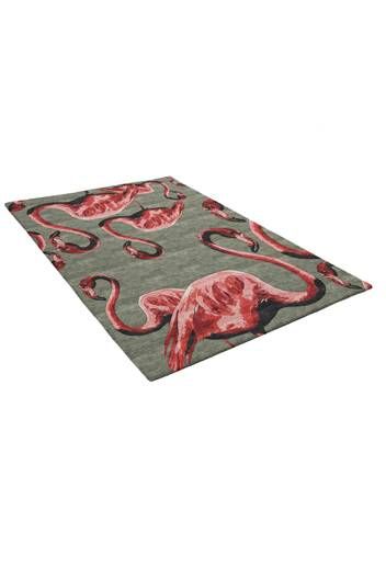 Flamingos Pink on Silver Rug by Jimmie Martin