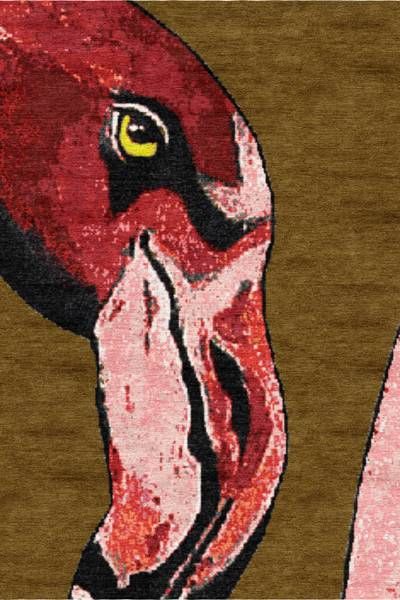 Flamingos Pink on Gold Rug by Jimmie Martin